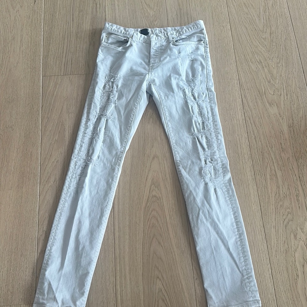 Christian Dior gray ripped slim jeans